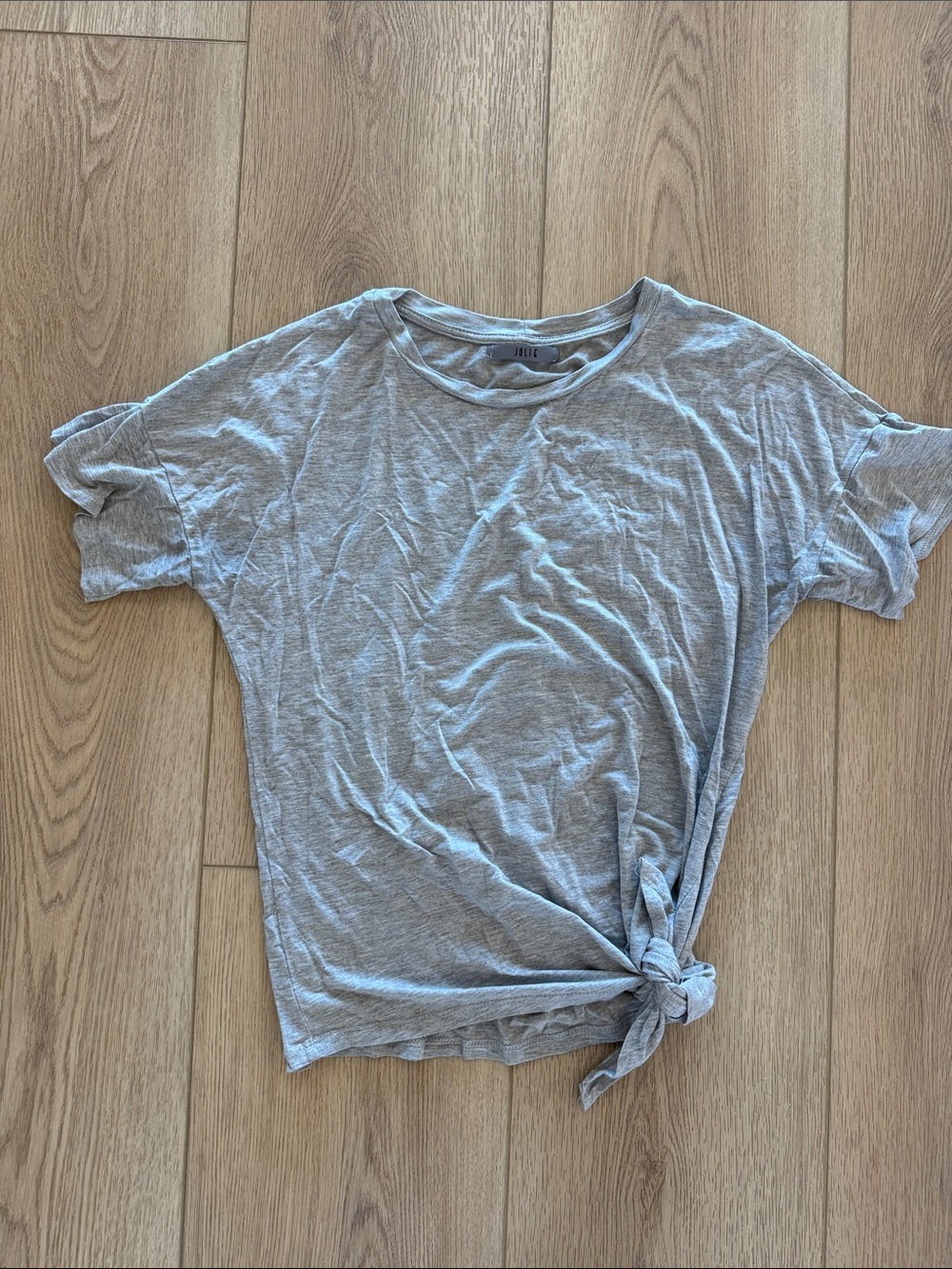 Light Heather Gray Tie-Front Basic Tee